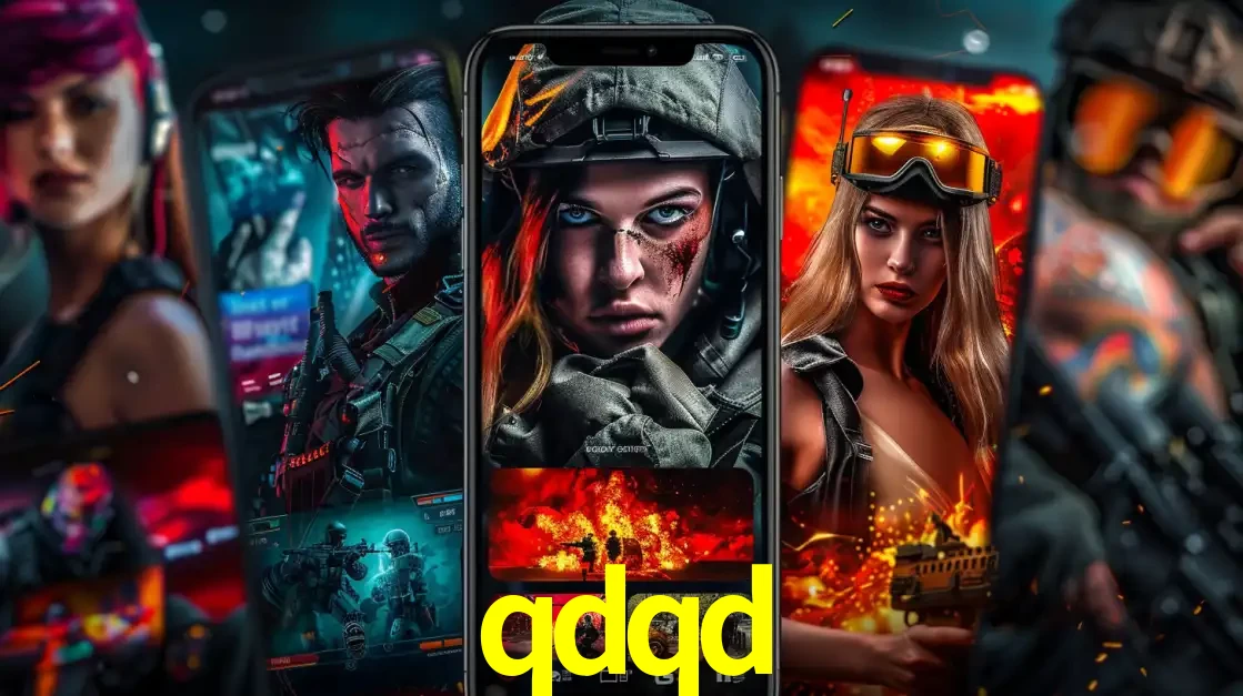 Montagem de telas de celular mostrando diversos personagens, masculinos e femininos, de um jogo de tiro, ilustrando a diversidade de equipes de e-sports para apostar no qdqd.